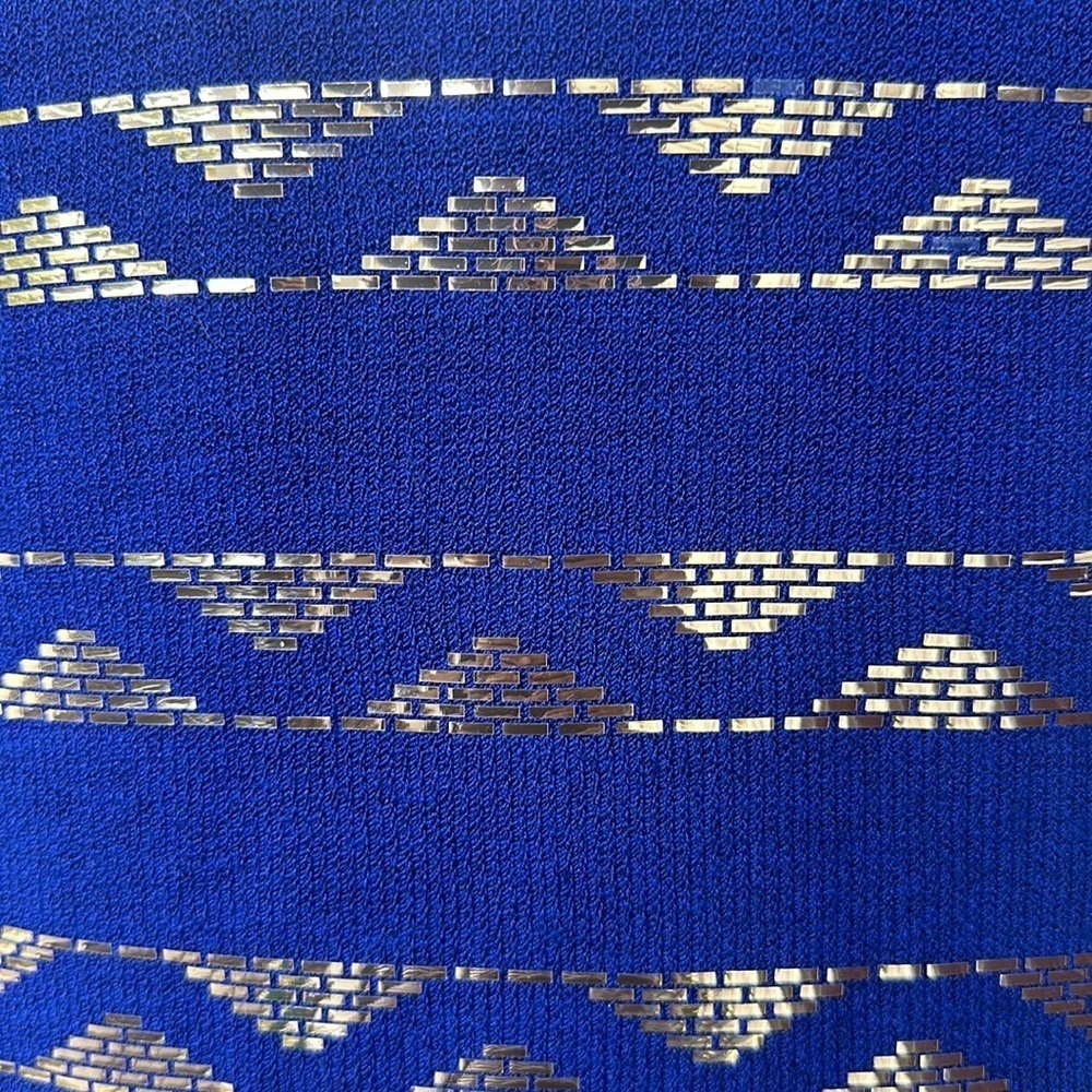 St. John Evening By Marie Gray Knit Mock Neck Sweater in Royal Blue/Gold Size 6 - Picture 3 of 8